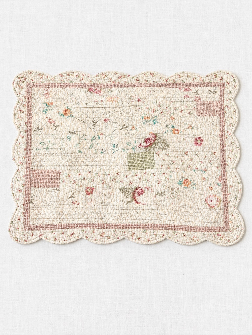 Vintage Cottagecore Floral Quilted Euro/Queen Pillow Sham